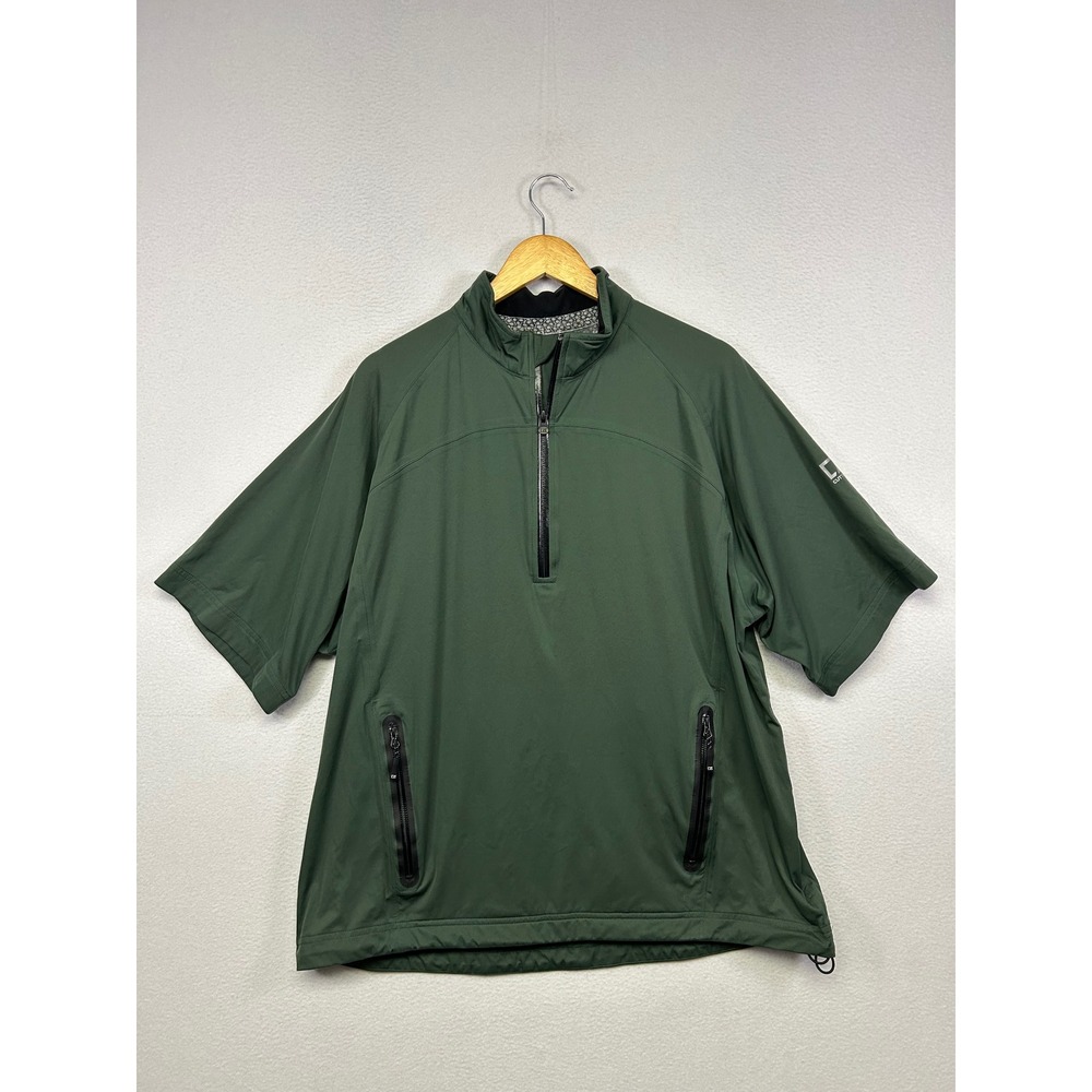 Gorpcore Golf Cutter & Buck Mens L Green WeatherTec Short Sleeve Windbreaker